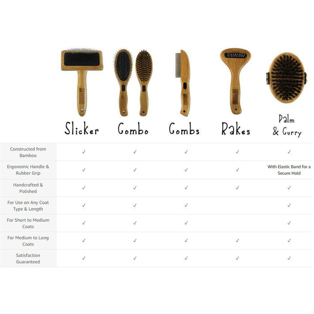 Bamboo Groom Curry Brush - bamboo grooming brush with rubber pins for dogs and cats.