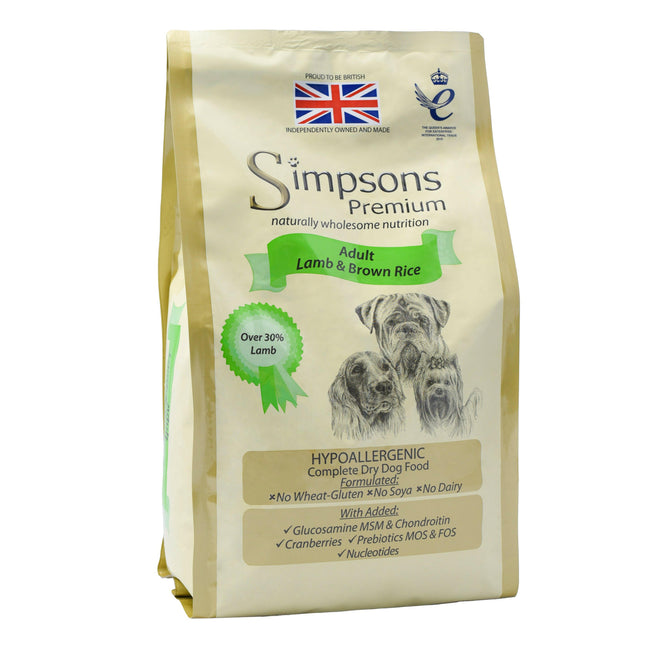 Simpsons Premium Adult Lamb & Rice - dog food, lamb and rice.