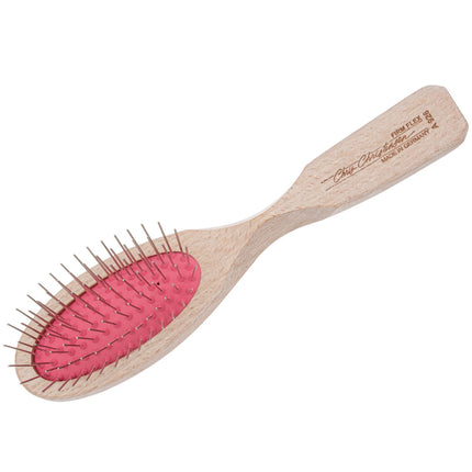 Chris Christensen Brezzy Oval Small Brushes - high-quality, small wooden brush with metal pins - hard, pink