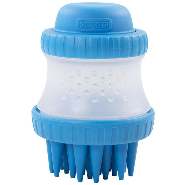 Dexas ScrubBuster - silicone dog bathing brush with dispenser.