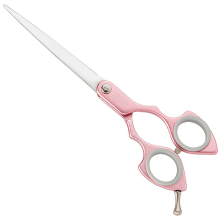 Shernbao Shark Straight Scissors - lightweight, straight scissors for Korean-style grooming, pink.
