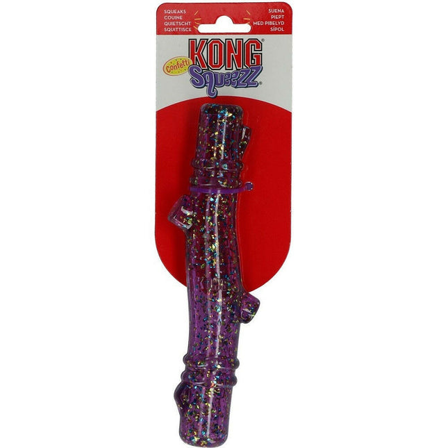 Kong Squeezz Confetti Stick (20cm) - glittery, rubber stick for dogs, with squeaker.