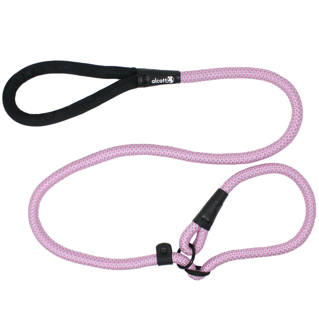 Alcott Adventure Slip Rope Leash 150cm Pink - reflective rope leash for dogs, pink.