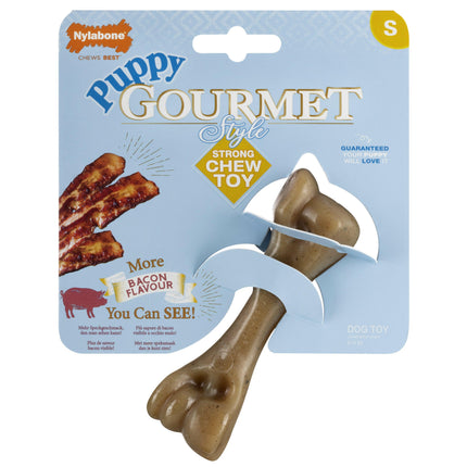 Nylabone Puppy Gourmet Bacon Femur - puppy bone with an intense bacon scent.
