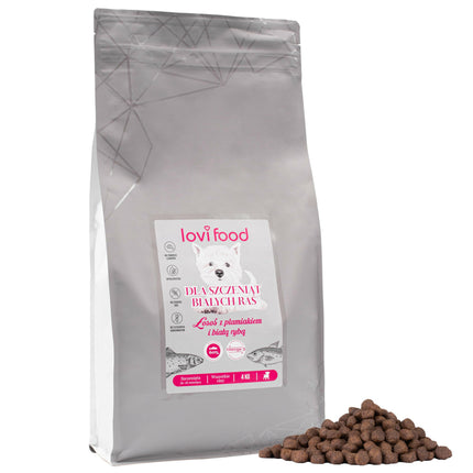 Lovi Food Salmon with Pollock and White Fish - Grain-Free Food for White Breed Puppy Dogs.