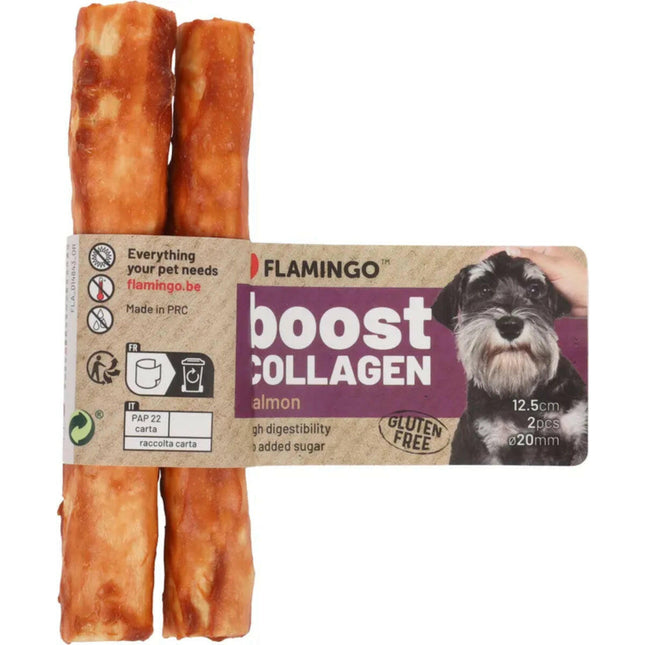 Flamingo Boost Collagen 50g - collagen treats for dogs, salmon sticks 2pcs.