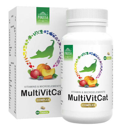 Pokusa MultiVit Cat 300 tablets - complete set of vitamins, minerals, and amino acids for cats.