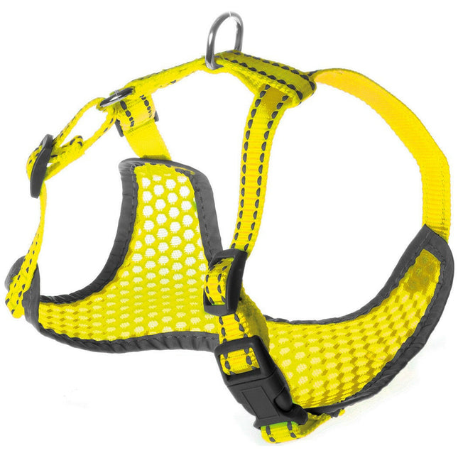 Fluo Harness - breathable mesh harness for dogs, with reflective details, yellow.