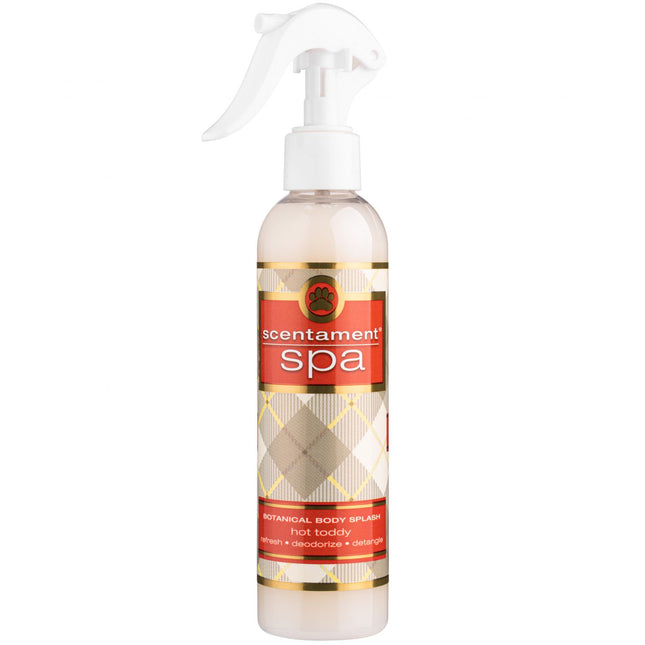 Best Shot Scentament Spa Hot Toddy Spray - anti-static scented conditioner that makes it easier to detangle fur, with a scent of rum, cinnamon, and vanilla.