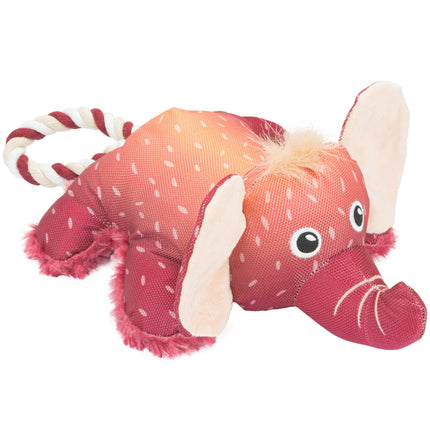 KONG Cozie Tuggz Elephant - plush elephant with rope, squeaky toy for dogs.