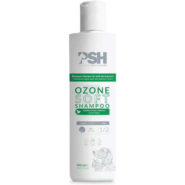 PSH Ozone Soft Shampoo - dermatological shampoo for dogs and cats, for gentle management of skin conditions.