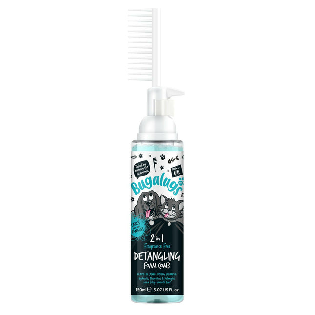 Bugalugs 2in1 Detangling Foam Comb Fragrance Free - fragrance-free foam that makes it easier to detangle your dog's and cat's fur..