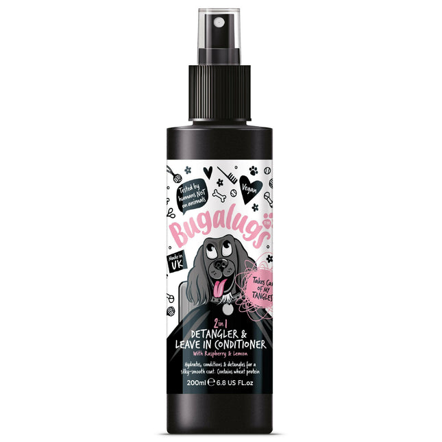 Bugalugs 2in1 Detangler & Leave-in Conditioner - detangling conditioner for dogs, raspberry and lemon scent.
