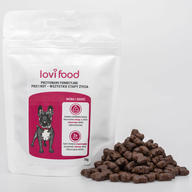 Lovi Food Skin and Coat - Treats for Dogs and Cats, with Omega-3 Fatty Acids, Zinc, and Biotin.