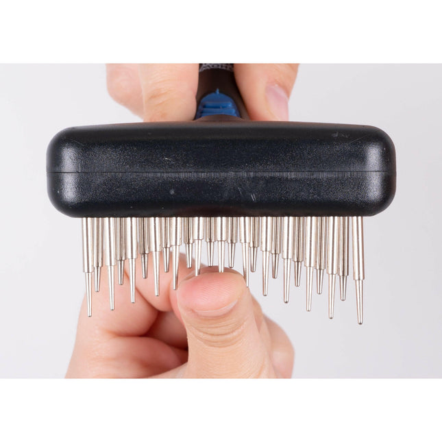 Show Tech Double Row Twist & Cling Rake - double-row rake for dogs, pneumatic and rotating pins.