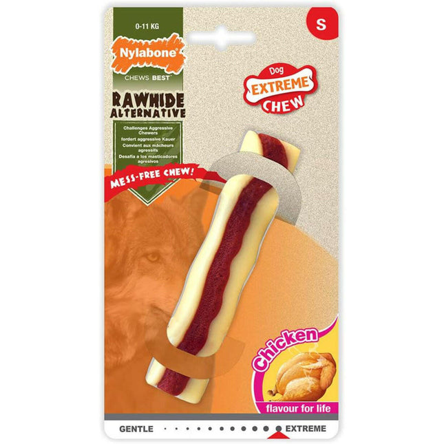 Nylabone Extreme Rawhide Roll - tough chew for dogs, chicken flavor.