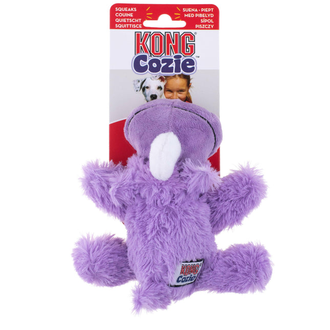 KONG Cozie Brights Rhino - durable plush toy for dogs, rhinoceros with squeaker.