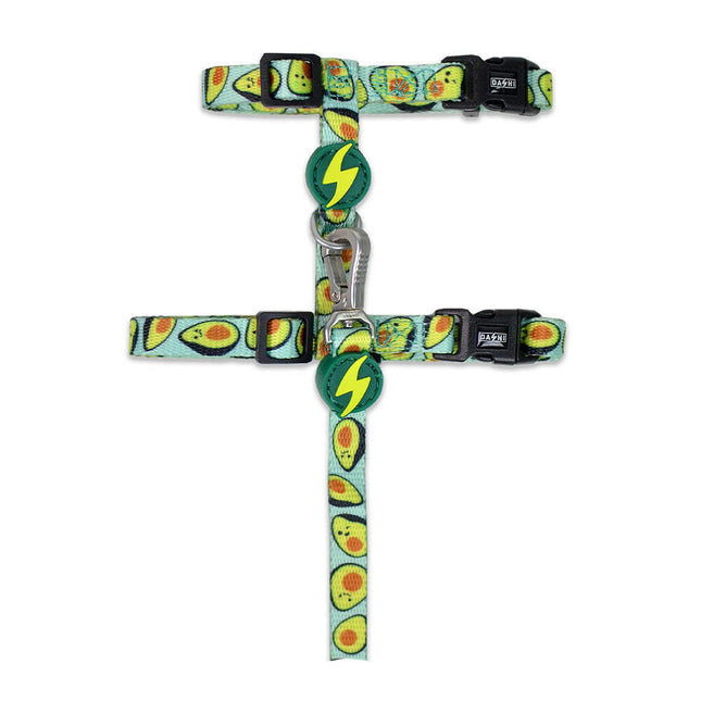 Dashi Avocado Cat Harness + Leash - harness and leash set for cats, avocado pattern.