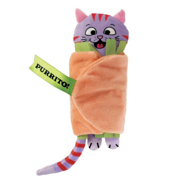 KONG Pull - A - Partz Purrito - 2-in-1 toy for cats, crinkly cat in a burrito, with catnip.