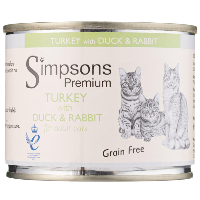 Simpsons Premium Cat Turkey, Duck & Rabbit - grain-free wet food for cats, turkey, duck, and rabbit.
