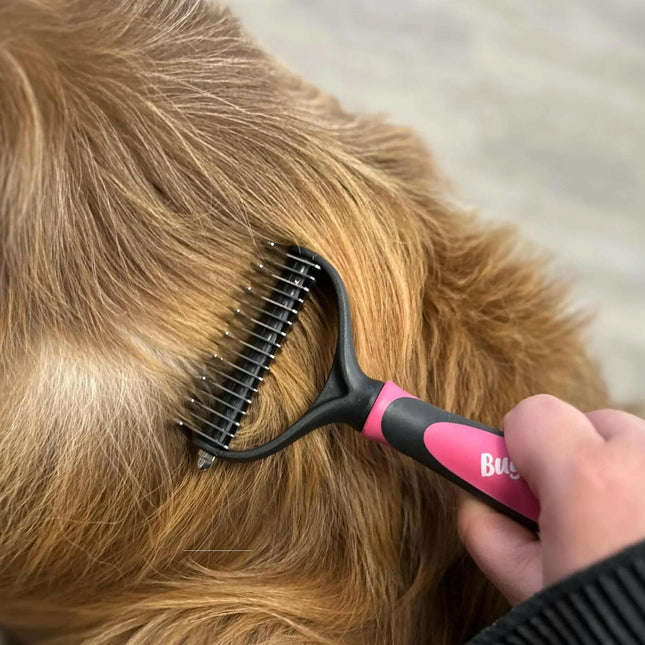Bugalugs Dematting Rake - Double-sided Hook Trimmer for Dogs and Cats.
