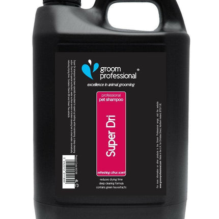 Groom Professional Super Dri Shampoo - deeply cleansing shampoo that reduces drying time for fur, concentrate 1:10.