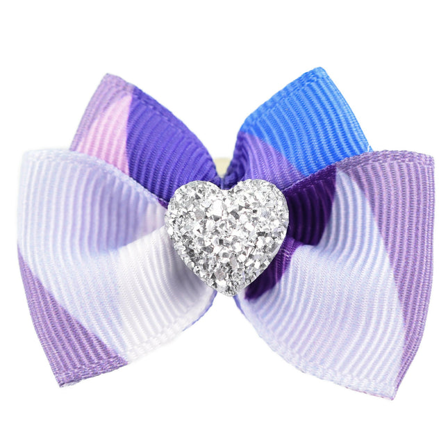 Blovi Bow Glamour Colorful Bow with Silver Heart.