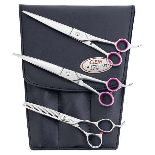Geib Gator Scissors Set - professional scissors and thinning shears set (30 teeth) made of Japanese stainless steel, 3 pieces.