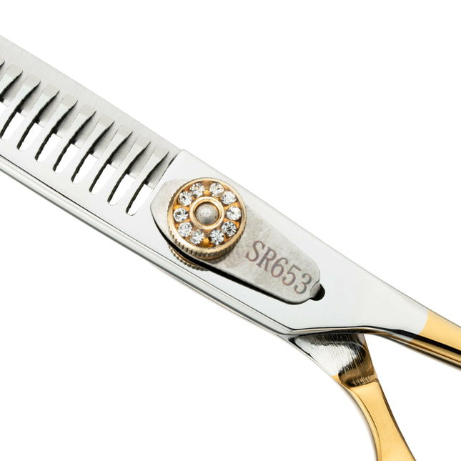 Chris Christensen Artisan Professional Safety Chunker - hand-forged thinning shears made of Japanese stainless steel, blunt edge, 23 teeth.