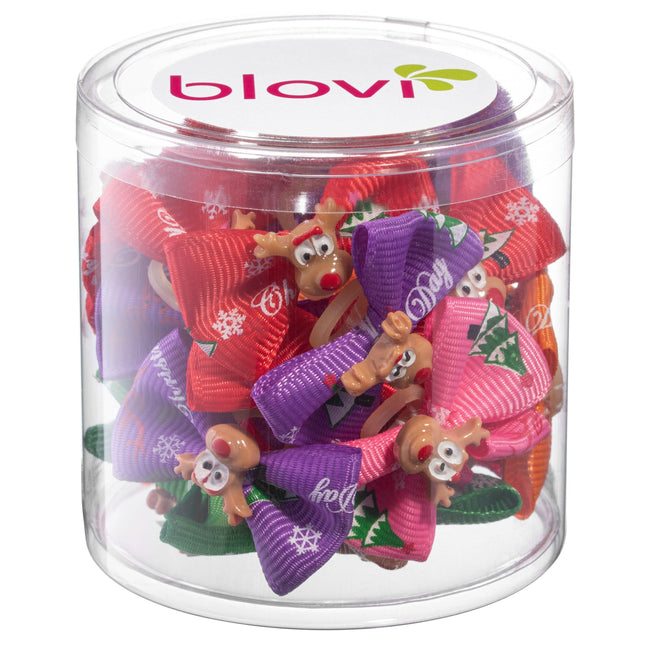Blovi Christmas Bows Reindeer 25pcs - festive reindeer bows for dogs, with elastic band.