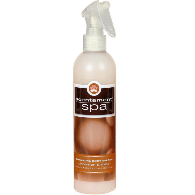 Best Shot Scentament Spa Cinnamon Spice Spray - anti-static scented conditioner that makes it easier to detangle fur, cinnamon scent.