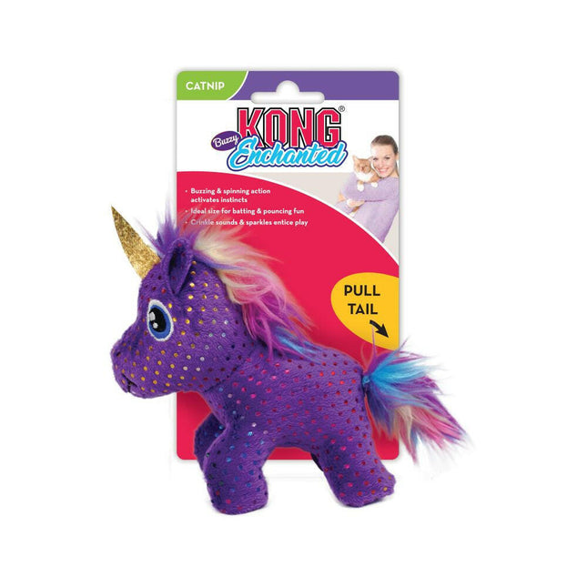 KONG Buzzy Enchanted Unicorn - moving toy for cats, buzzing unicorn with catnip.