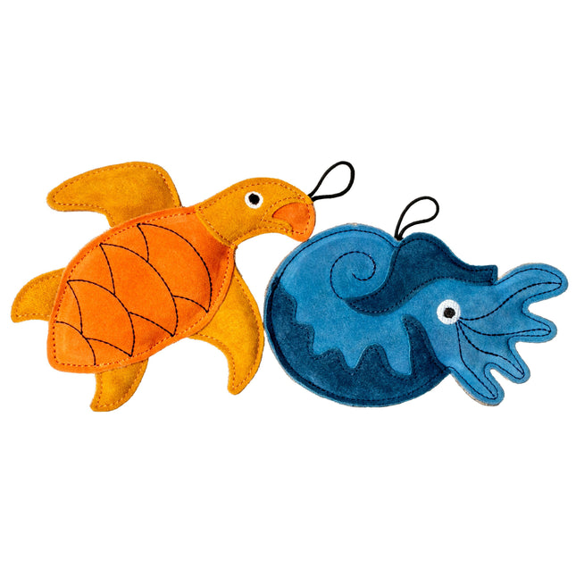 Kiwi Walker Leather Toy Nautilus - natural leather toy for dogs, nautilus shape.