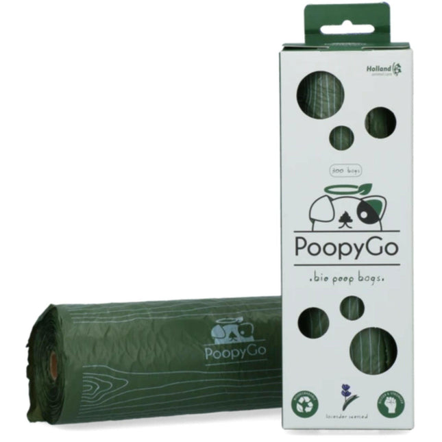 Holland PoopyGo Bio Poop Bags 300 pcs - biodegradable dog waste bags, large roll, lavender scented.