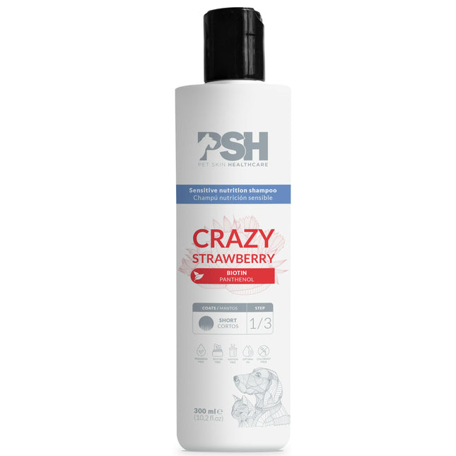 PSH Daily Beauty Crazy Strawberry Shampoo - vegan shampoo for short-haired dogs and cats, with biotin.