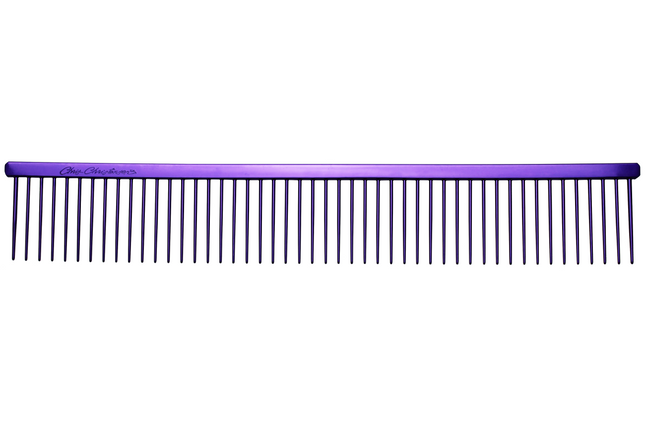 Chris Christensen Poodle Comb - professional, large, and metal comb with wide tooth spacing, purple.