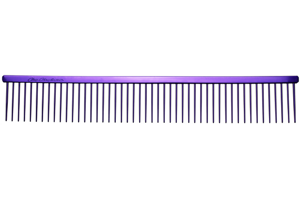 Chris Christensen Poodle Comb - professional, large, and metal comb with wide tooth spacing, purple.