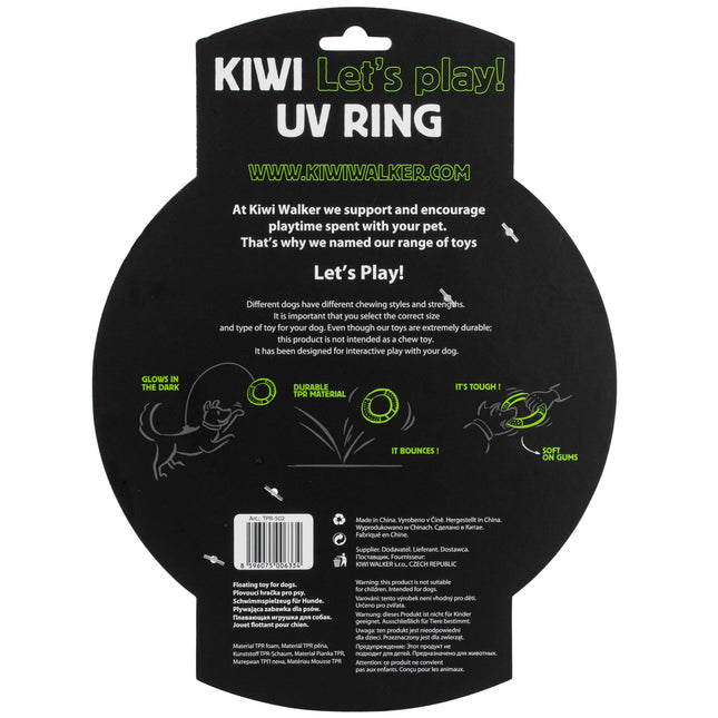 Kiwi Walker Let's Play and Glow UV Ring - glowing ring for dogs, glows in the dark.