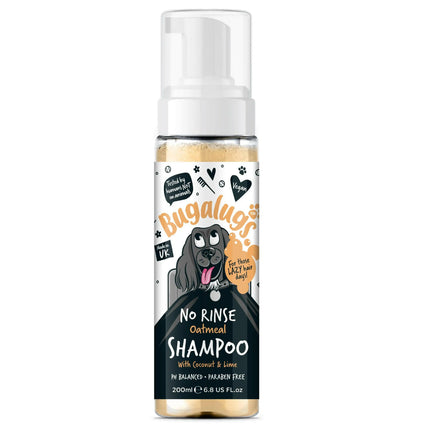Bugalugs Oatmeal No Rinse Shampoo - oatmeal shampoo for dogs, no rinsing required.