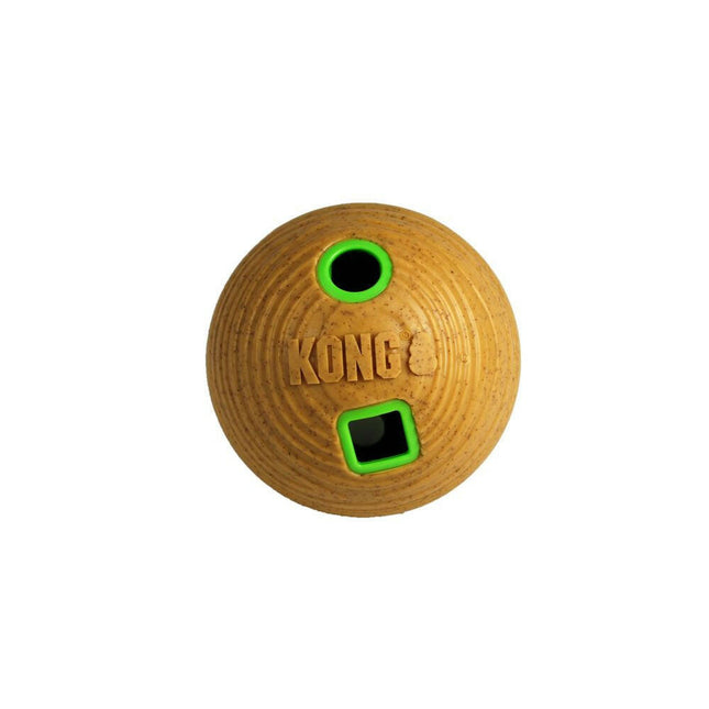 KONG Bamboo Feeder Ball (12cm) - treat ball for dogs, treat dispenser.