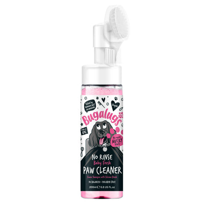 Bugalugs No Rinse Baby Fresh Paw Cleaner - dog paw cleaning foam, no rinsing required, powder scent.