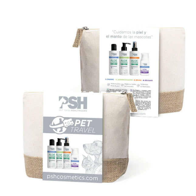 PSH Pet Travel Pack - travel grooming kit for dogs and cats, in a cosmetic bag.