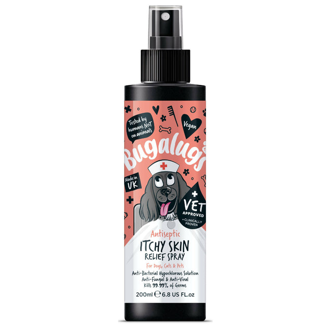 Bugalugs Antiseptic Itchy Skin Relief Spray - antiseptic spray for itchy skin in dogs and cats.