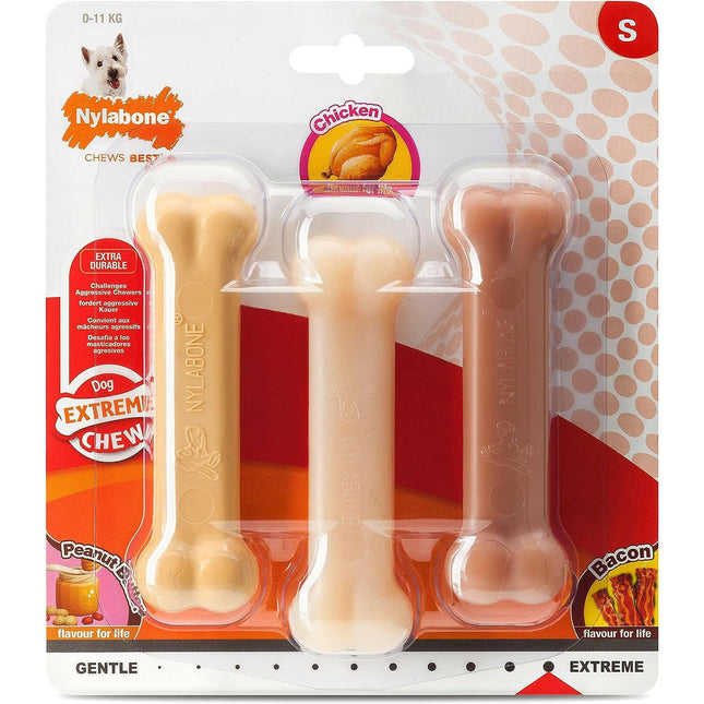 Nylabone Extreme Pack S - set of three chews for small dogs, various flavors.