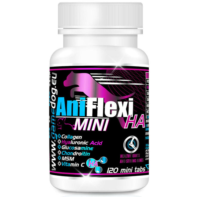 Game Dog AniFlexi HA 120tbl. - joint support supplement for small dogs, with hyaluronic acid.