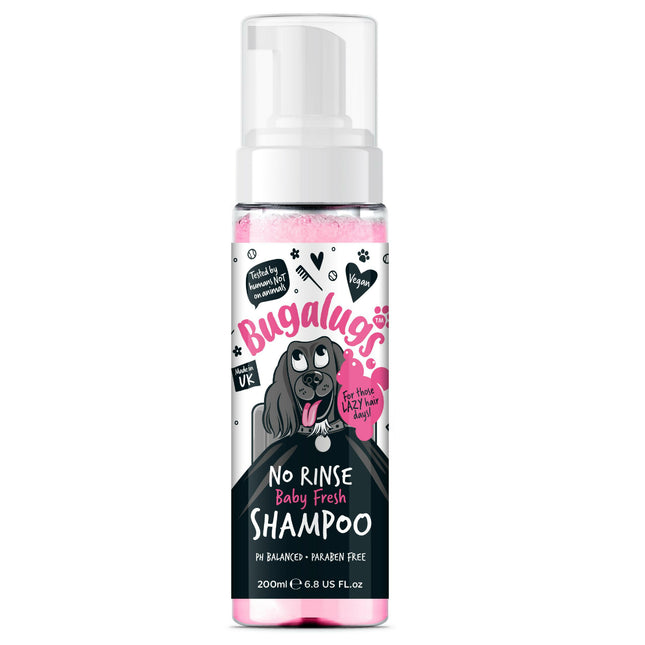 Bugalugs Baby Fresh No Rinse Shampoo - dog shampoo, no rinse, powder scent.