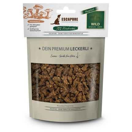 Escapure Premium Hupferl Wild with Reishi Mushroom - natural treats for dogs, game meat with reishi mushrooms.