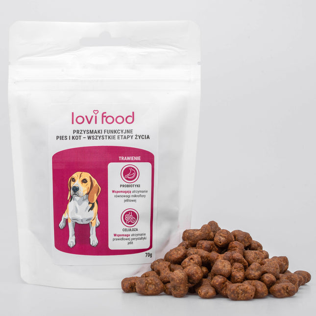 Lovi Food Digestion - treats for dogs and cats, with probiotics and cellulose.