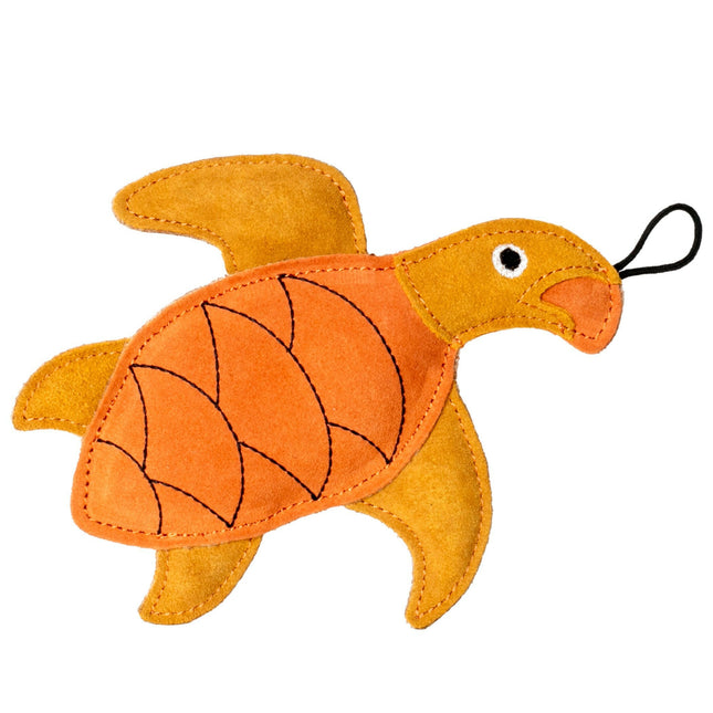 Kiwi Walker Leather Toy Turtle - natural leather dog toy, turtle.