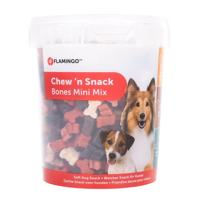 Flamingo Chew'n Snacks Mini Bones Mix - training treats for dogs, in various flavors.